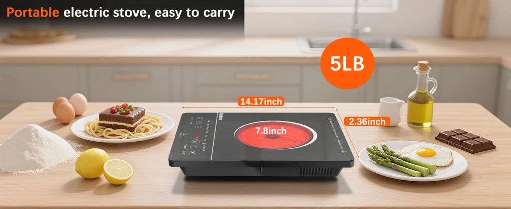 Karinear Portable Electric Cooktop, Electric Stove Single Burner Ceramic Cooktop with Touch Control, Child Safety Lock, Timer, Residual Heat Indicator, Overheat Protection, 1800W 110V Infrared Burner | Ceramic Cooktop, Sensor