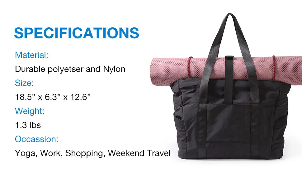 BAGSMART Women Tote Bag University Laptop Travel Tote diaper Gym Tote Yoga Bag with Yoga Mat Buckle for Sports College Work