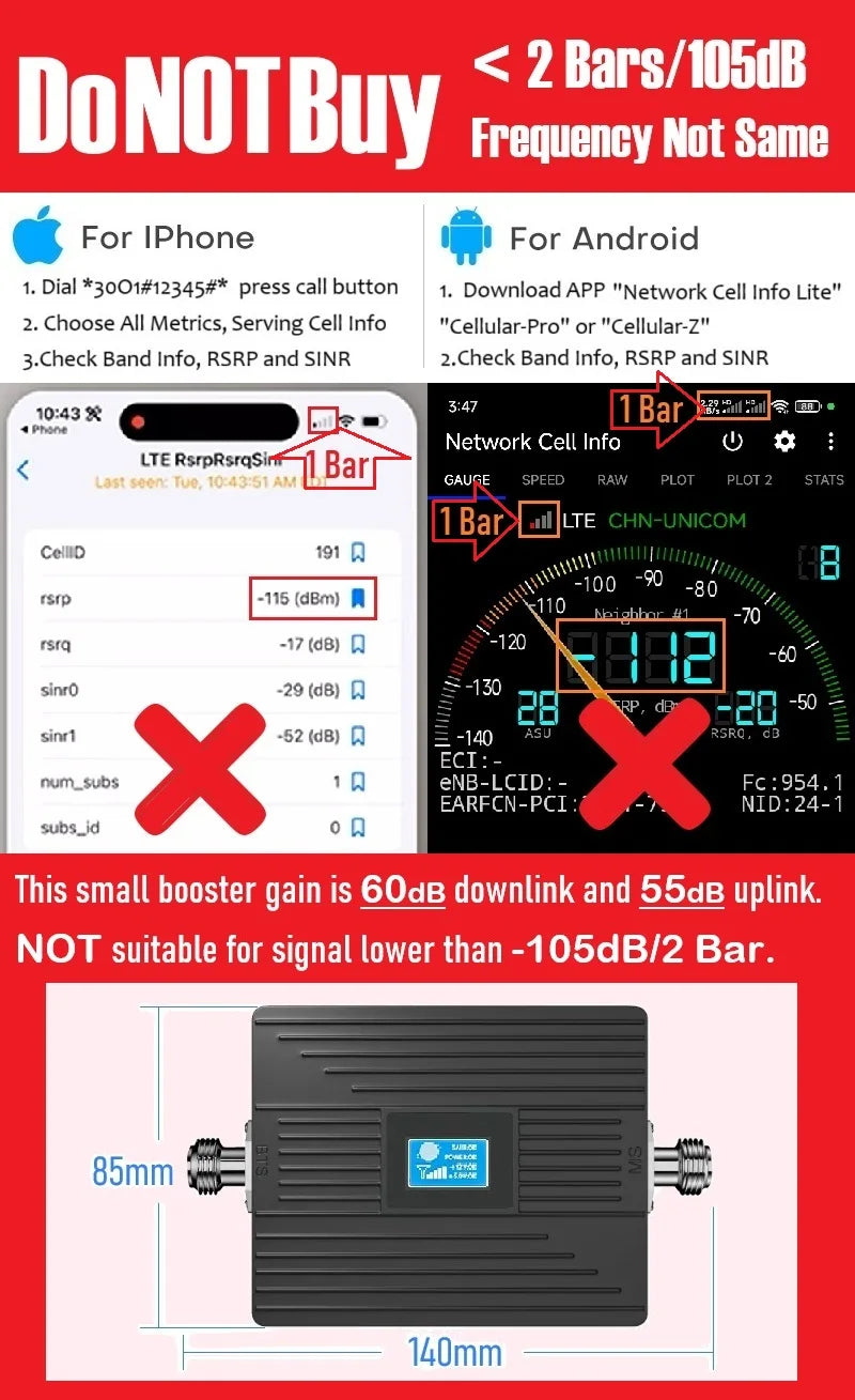 Cell Phone Signal Booster Verizon AT&T T Mobile US Cellular on Band 12 13 17 Boost 5G 4G& LTE Signal Smart LCD FCC Approved