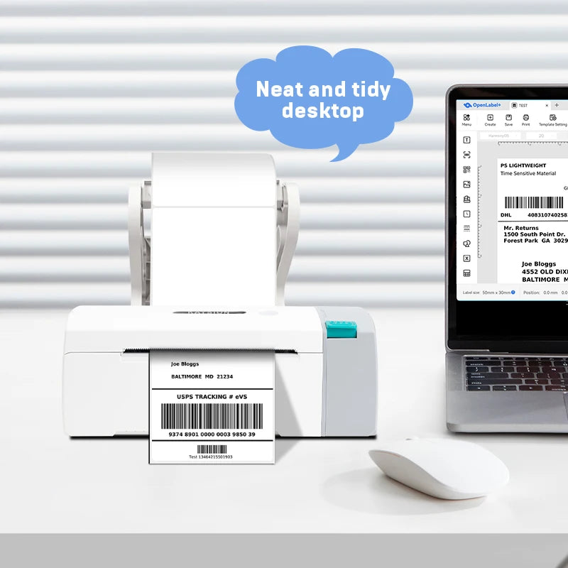 SINMARK Thermal Label Holder for 4x6 Rolls & Fan-Fold Labels - Durable ABS Desktop Shipping Printer Accessory Label Organizer