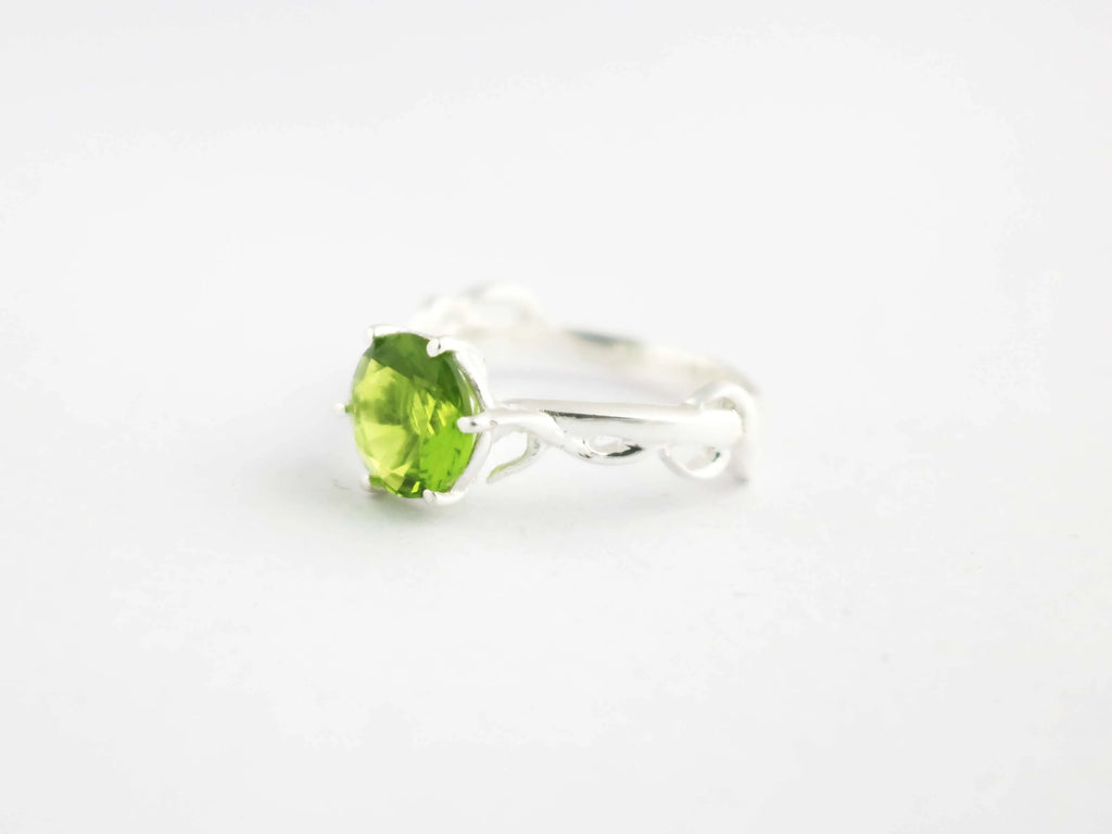 925 Sterling Silver Solitaire Peridot Quartz Prong Set Ring For Women