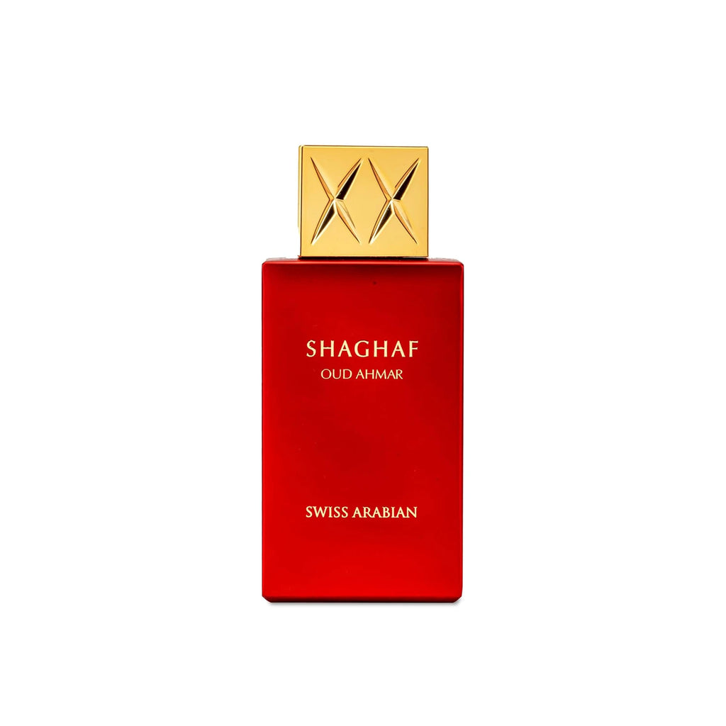 Swiss Arabian Shaghaf Oud Ahmar Eau De Parfum Spray for Unisex – Intense Oriental Oud, Saffron, Rose & Warm Amber Scent, Long-Lasting Addictive Fragrance, Perfect Gift, 2.5 Fl oz / 75 ml