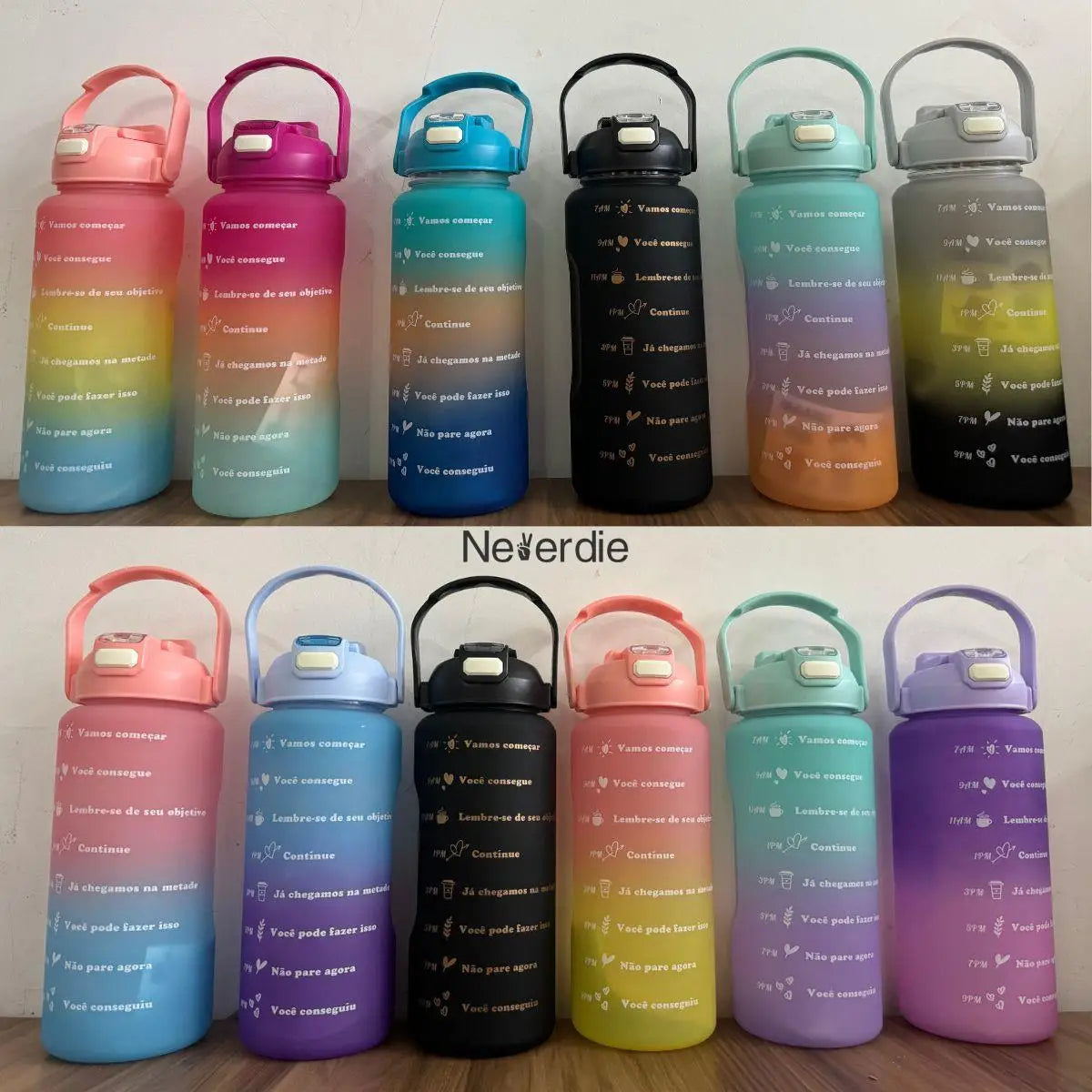 2L Water Squeeze Bottle With 2D And 3D Adhesive Straw With Handle Works As Mobile Phone Holder-Neverdie Store