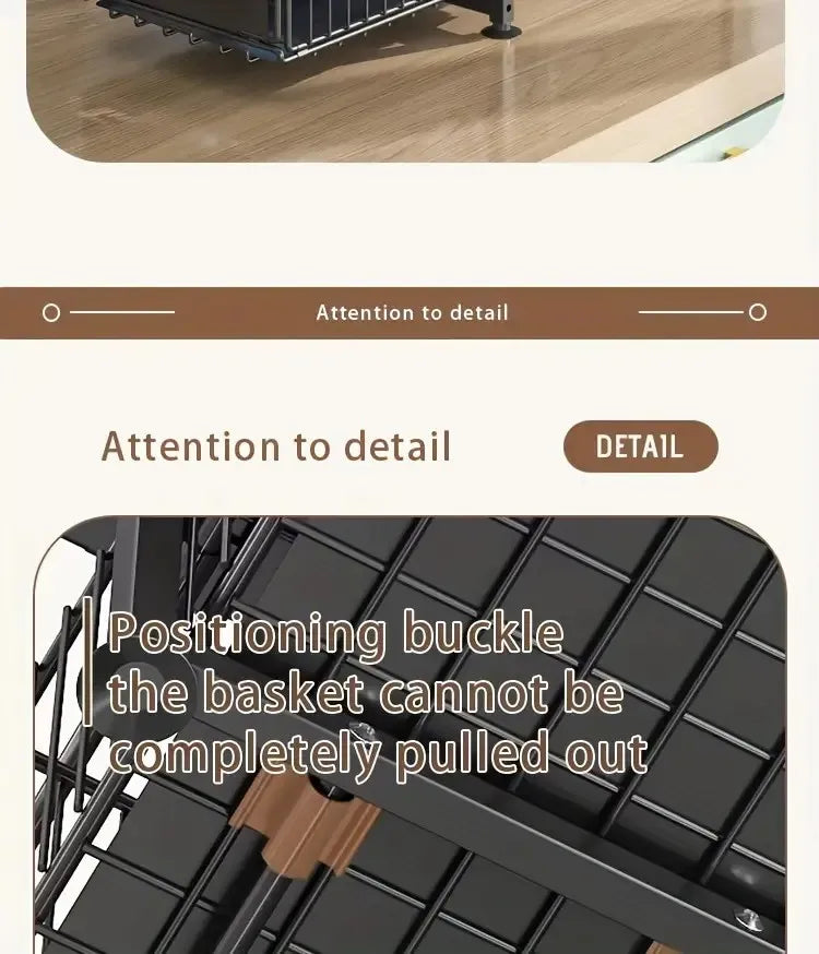 2 Tier Pull Out Cabinet Organizer Drawer Height Adjustable Kitchen Rack for Cabinet Under Sink Organizer Spice Jar Storage Shelf
