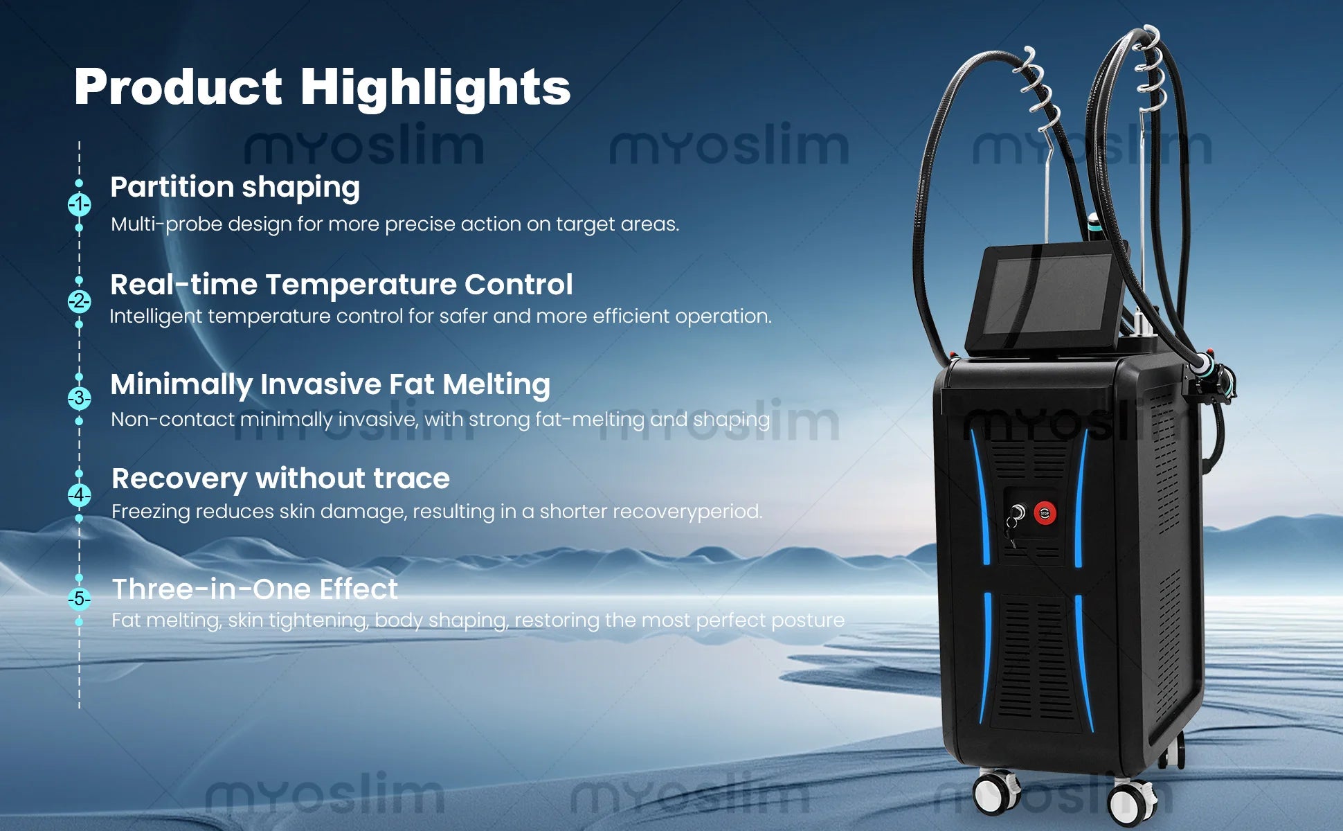 Professional Non Invasive Cold Wave Shaping EMS RF Fat Reduction Equipment for Body Contour Slimming