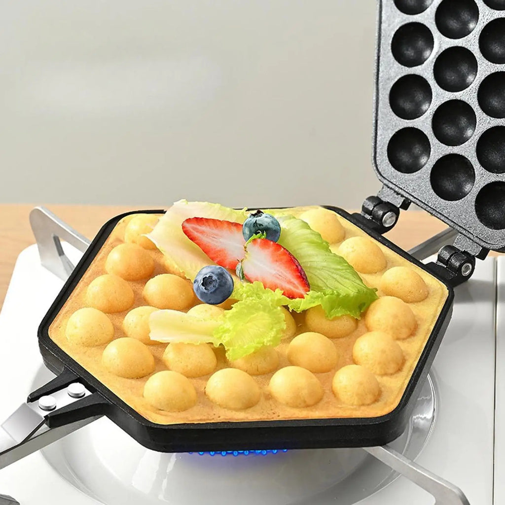 Bubble Waffle Maker Pan Double Sided Cooking Baking Tool Egg Waffle Maker for Lunch Snack Stand Commercial Cafe Breakfast