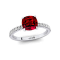 18k Solid Gold Real Diamond & Natural Red Garnet Handmade Engagement Rings Luxurious Birthstone Jewelry at Wholesale Prices OEM