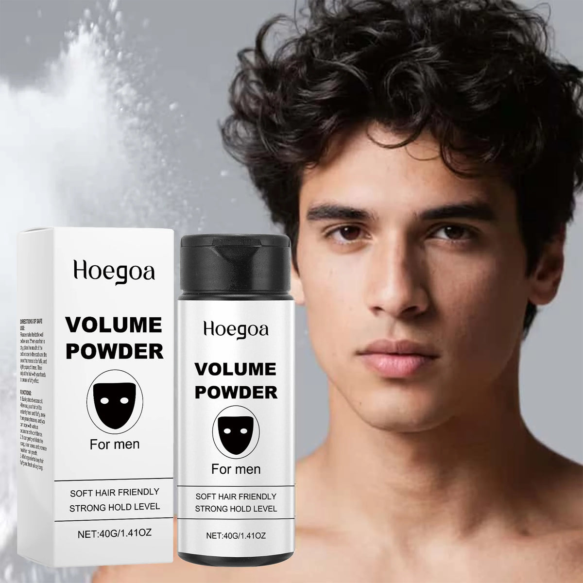 Hoegoa Men's Hair Volumizing Powder Oil Absorbing Matte Root Lift Styling Dust For Instant Volume Non Greasy Easy Application Fine Thin Hair Powder