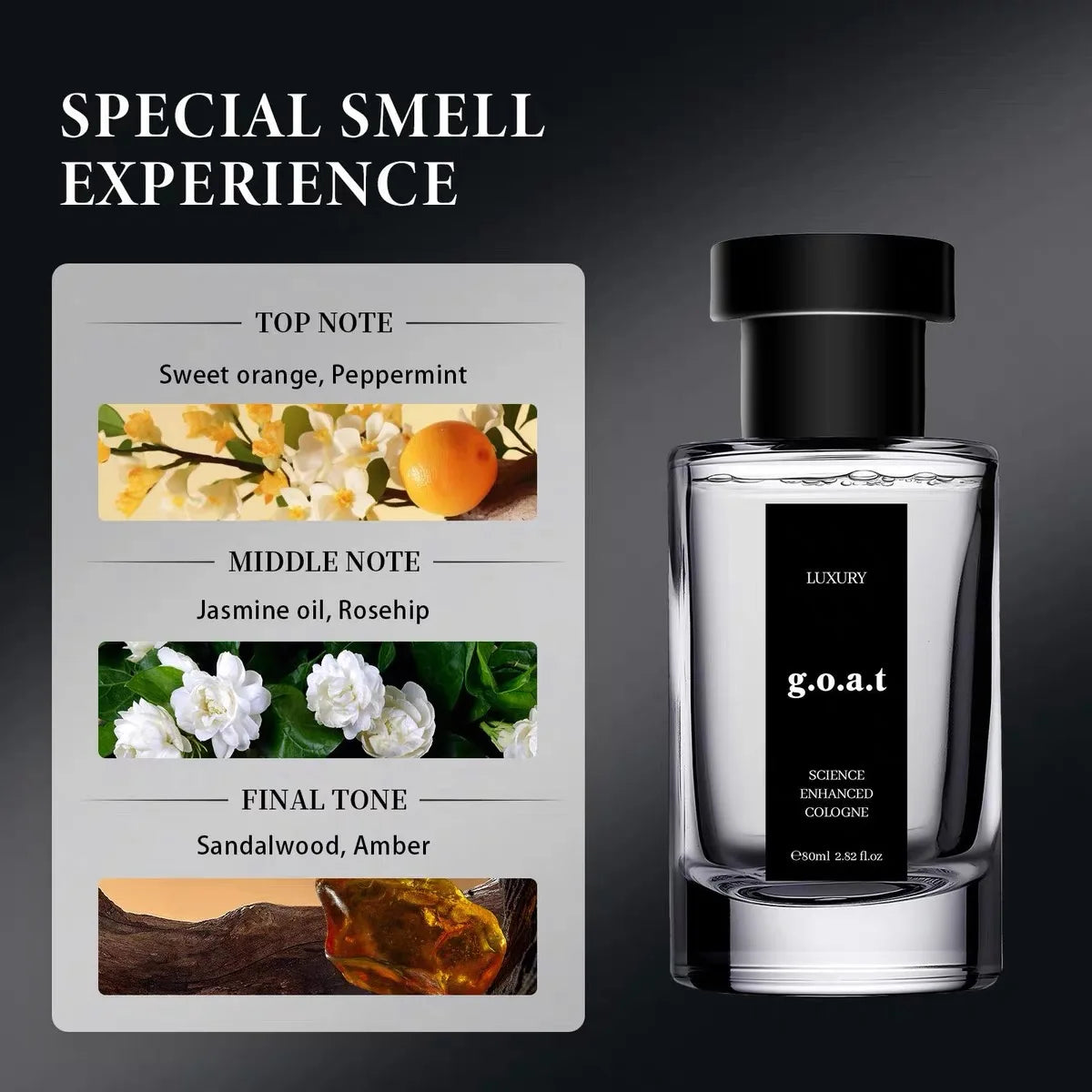 g. O.a.t Science Enhanced Cologne men's cologne, 80ml. Featuring a woody aroma, it blends refreshing citrus with steady wood, suitable for daily or formal occasions. Giving gifts for personal use is great!