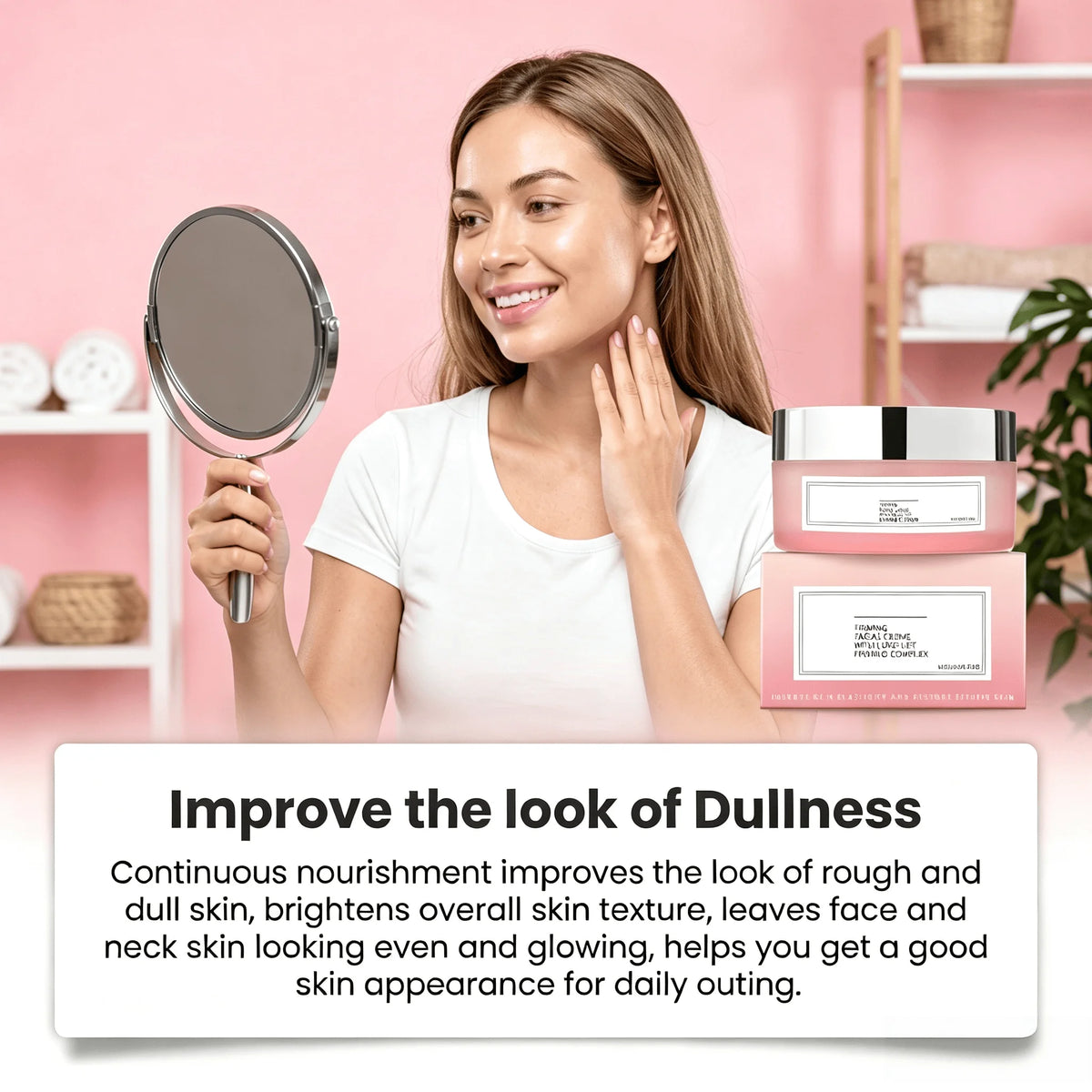 Firming Facial Cream Collagen Rose Oil Deeply Hydrates Rough Texture Replenishes Moisture Restores Elasticity Lifts Contours Smooths Skin Face Neck Moisturizer