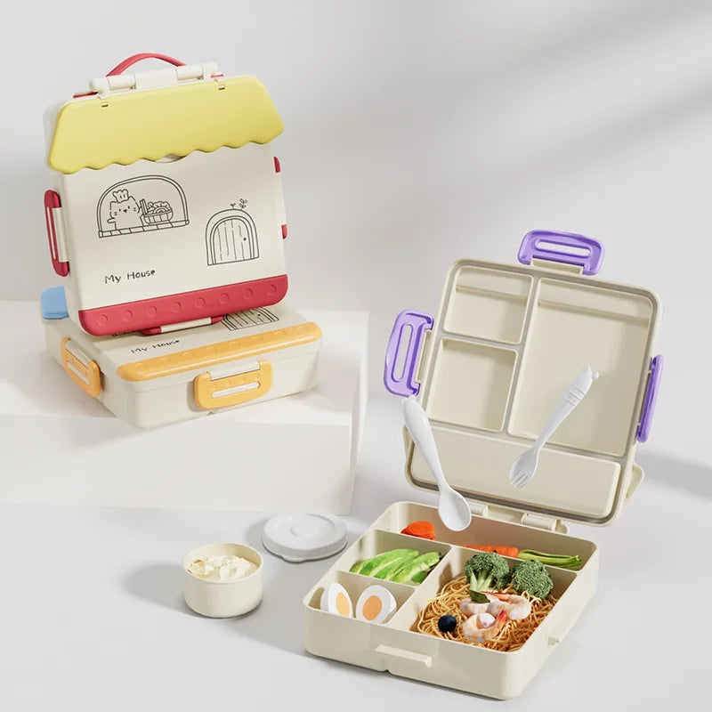 Portable Sealed Lunch Box Student Bento Box Microwave Available Heating School Office Staff Fruit Food Containers Forks Spoons