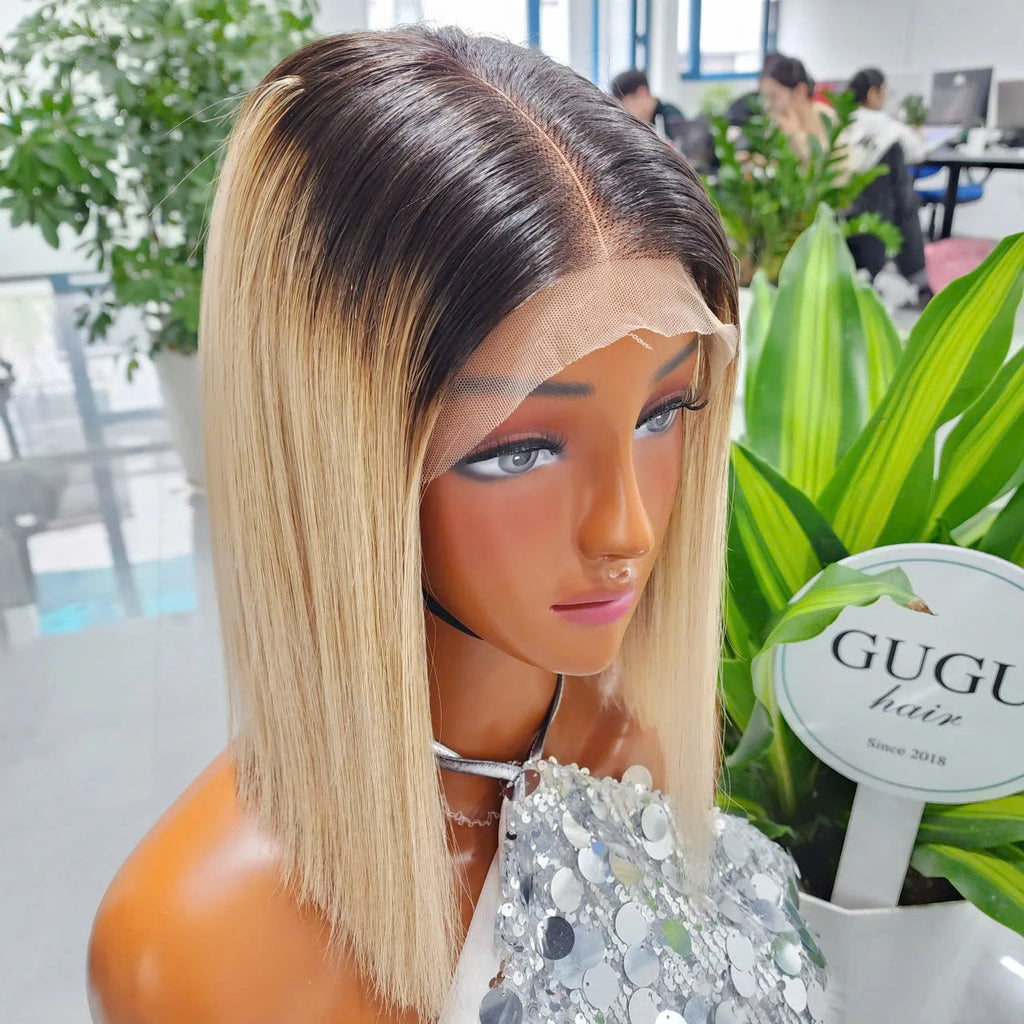 100% Vietnamese Luxury 10 Inch Glueless Wig Customized Ombre 613 Color Human Hair Natural Hair Products for Black Women