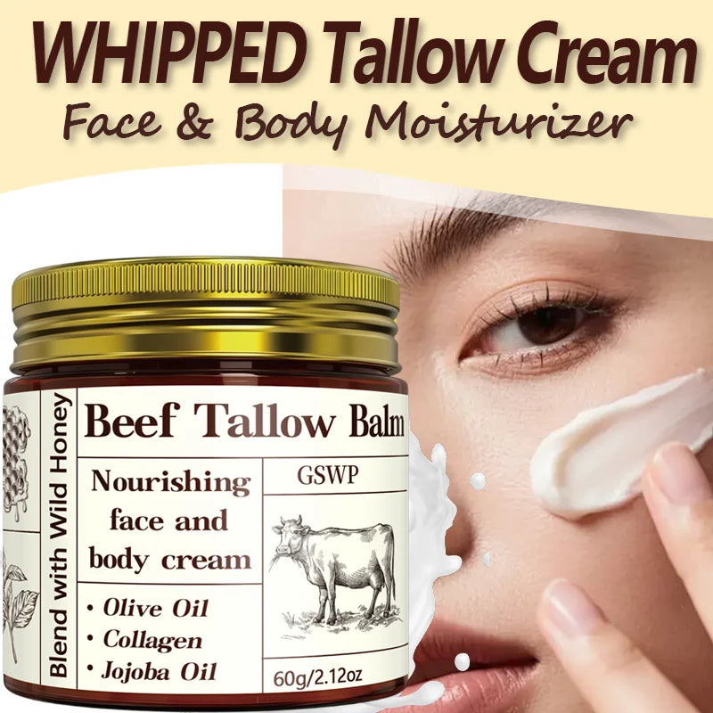 GSWP Beef Tallow Moisturising Cream, Containing Honey and Collagen, Provides Deep Hydration. Gentle and Non-Irritating. 60g/120g