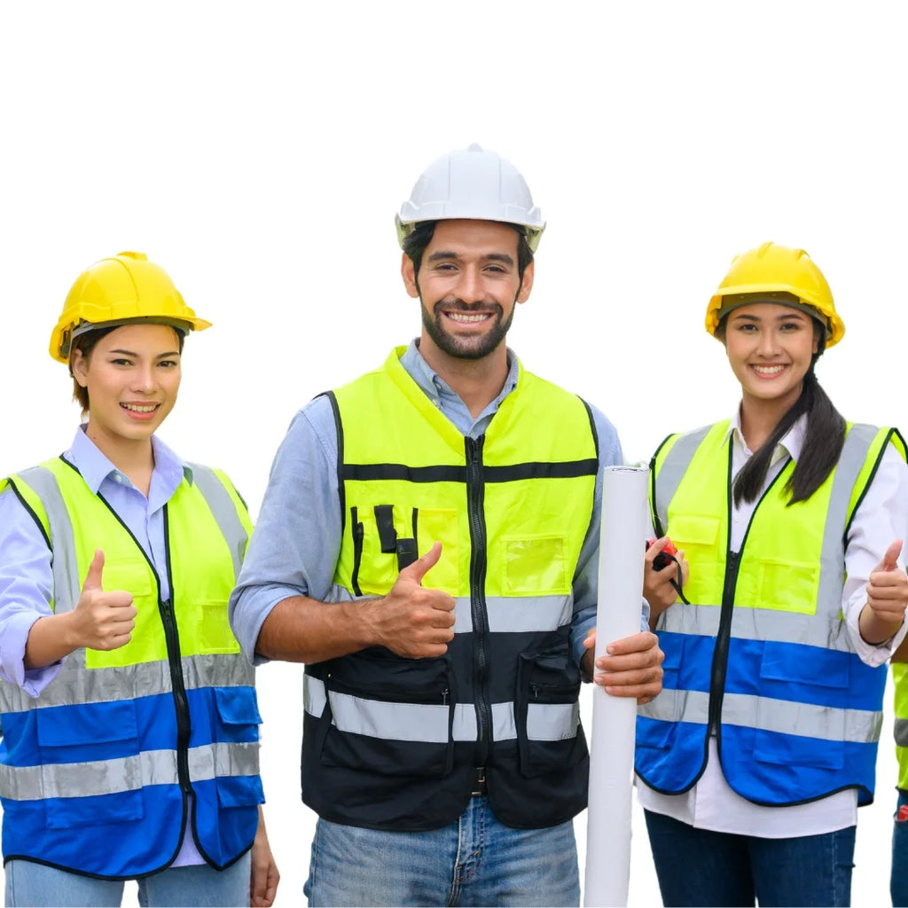 Custom Logo Hi-Vis Safety Vest with Reflective Pockets High Visibility Industrial Uniform Workwear for Construction