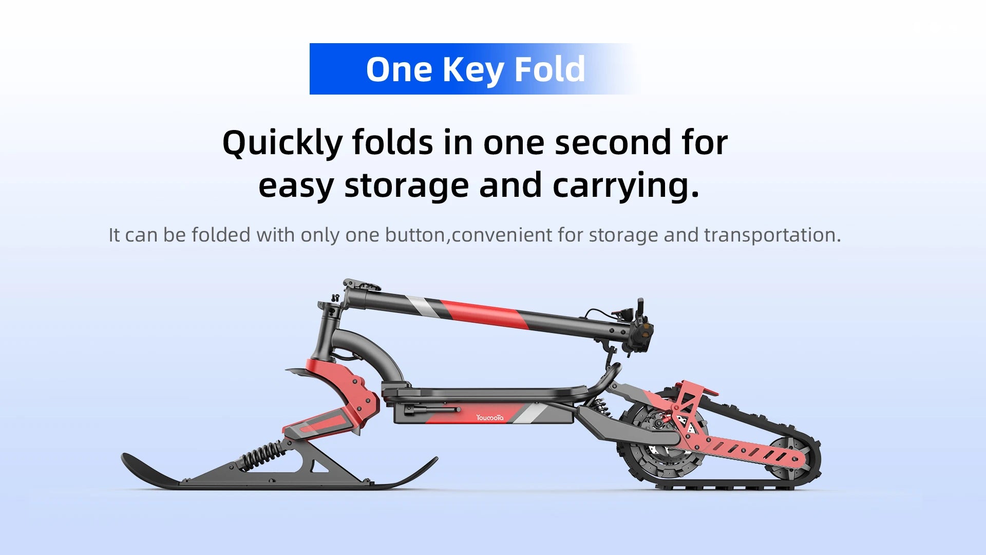 3-in-1(All-Terrain mode+Road mode+Ski mode) Snow Scooter 2000W 48V20Ah Snow Sled E-Scooter Sleigh Wheel Electric Scooter