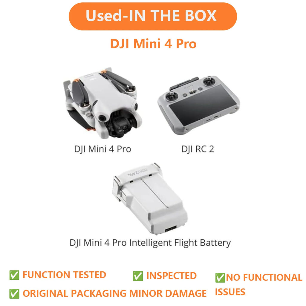 Used DJI Mini 4 Pro Drone for Adults with 4K Camera 34 Min Flight Time 20km Video Transmission Omnidirectional Vision Sensing Mini Drone for Beginners