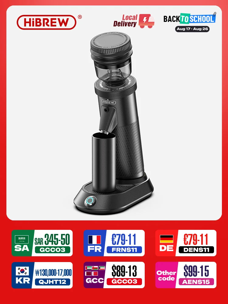 HiBREW G5 48mm Conical Burr Electric Coffee Grinder Compact Portable Coffee Bean Mill Kitchen for Espresso Turkish Coffee