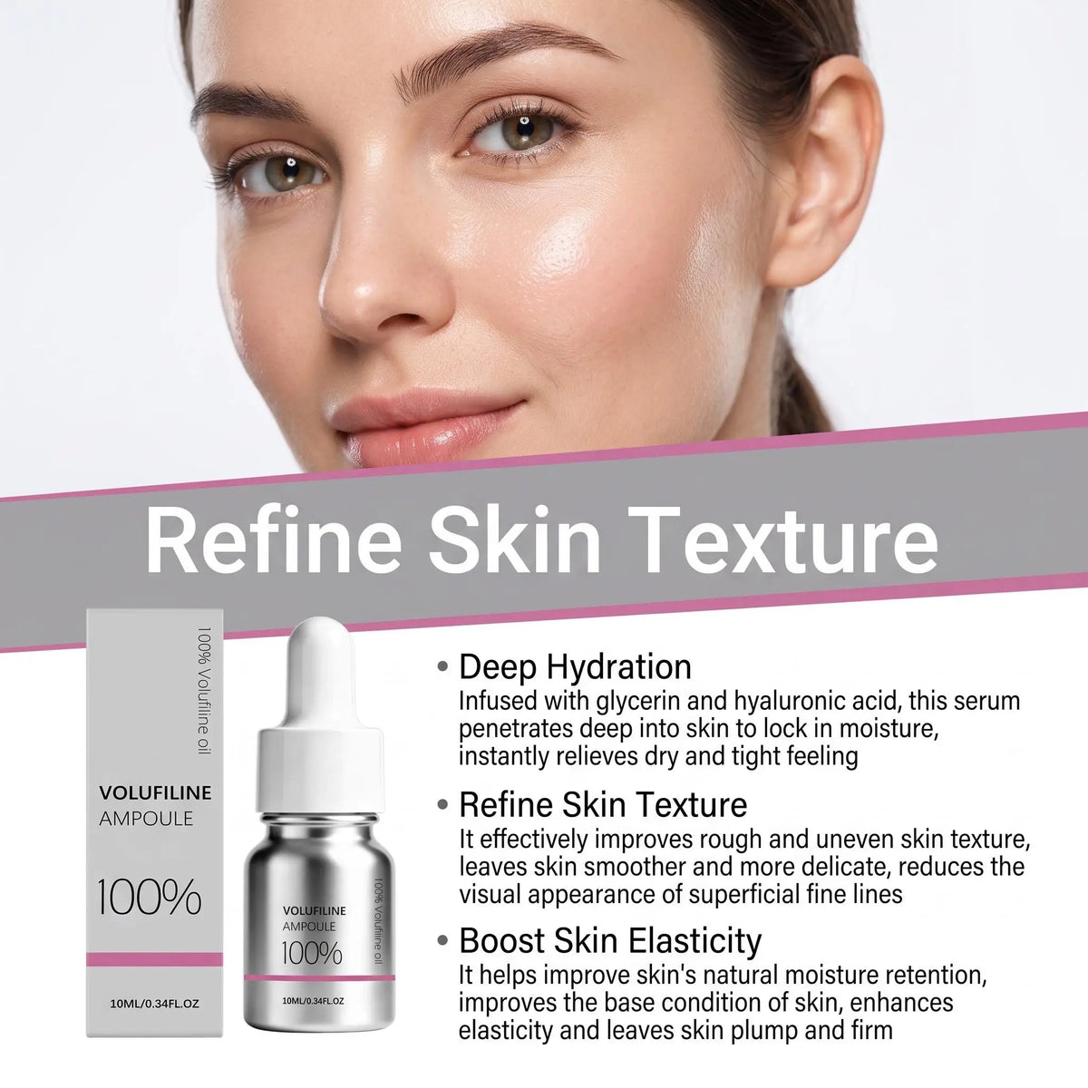 Volufiline Hyaluronic Acid Ampoule Essence Deep Hydration Smoothing Texture Strengthening Barrier Boosting Elasticity Diminishing Fine Lines Revitalizing Serum