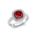14k Solid Gold Rings Jewelry Rhodium Plated Lab Grown Ruby Gemstone and Real White Diamonds Classic Wedding Ring Fine Jewelry