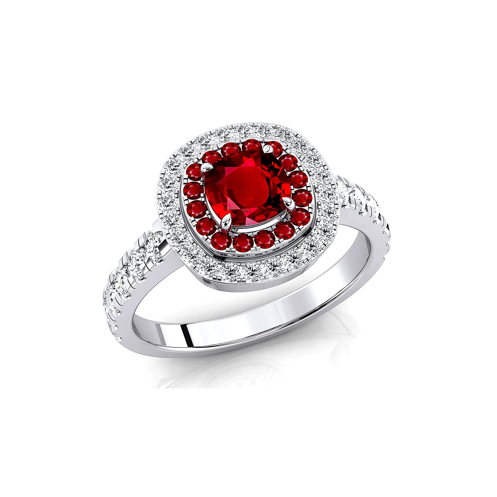 14k Solid Gold Rings Jewelry Rhodium Plated Lab Grown Ruby Gemstone and Real White Diamonds Classic Wedding Ring Fine Jewelry