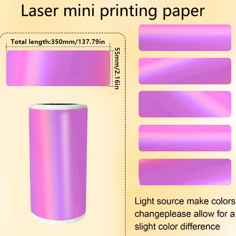 Thermal Printer Papers 57mm Self-adhesive Thermal Papers HD Color Label Printers for Inkless Mini Portable Printer