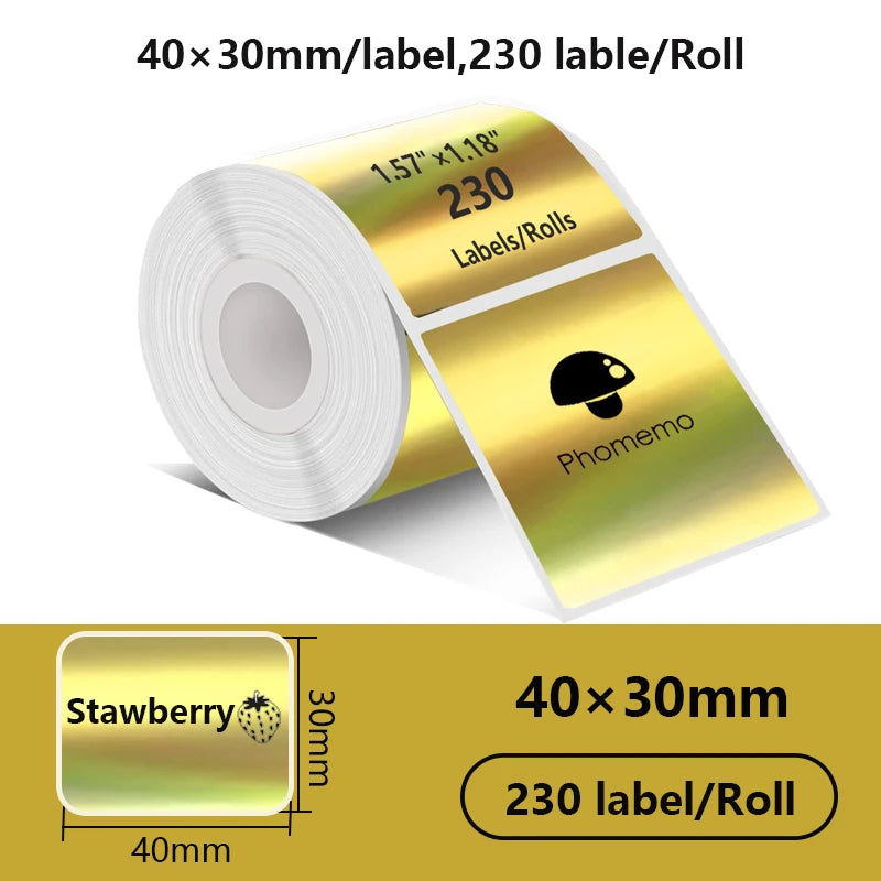 1Rolls 40x30mm White Multicolor Thermal Labels, Compatible With Phomemo M200/M210/M110/M120/M108/P50/P80 Label Printer