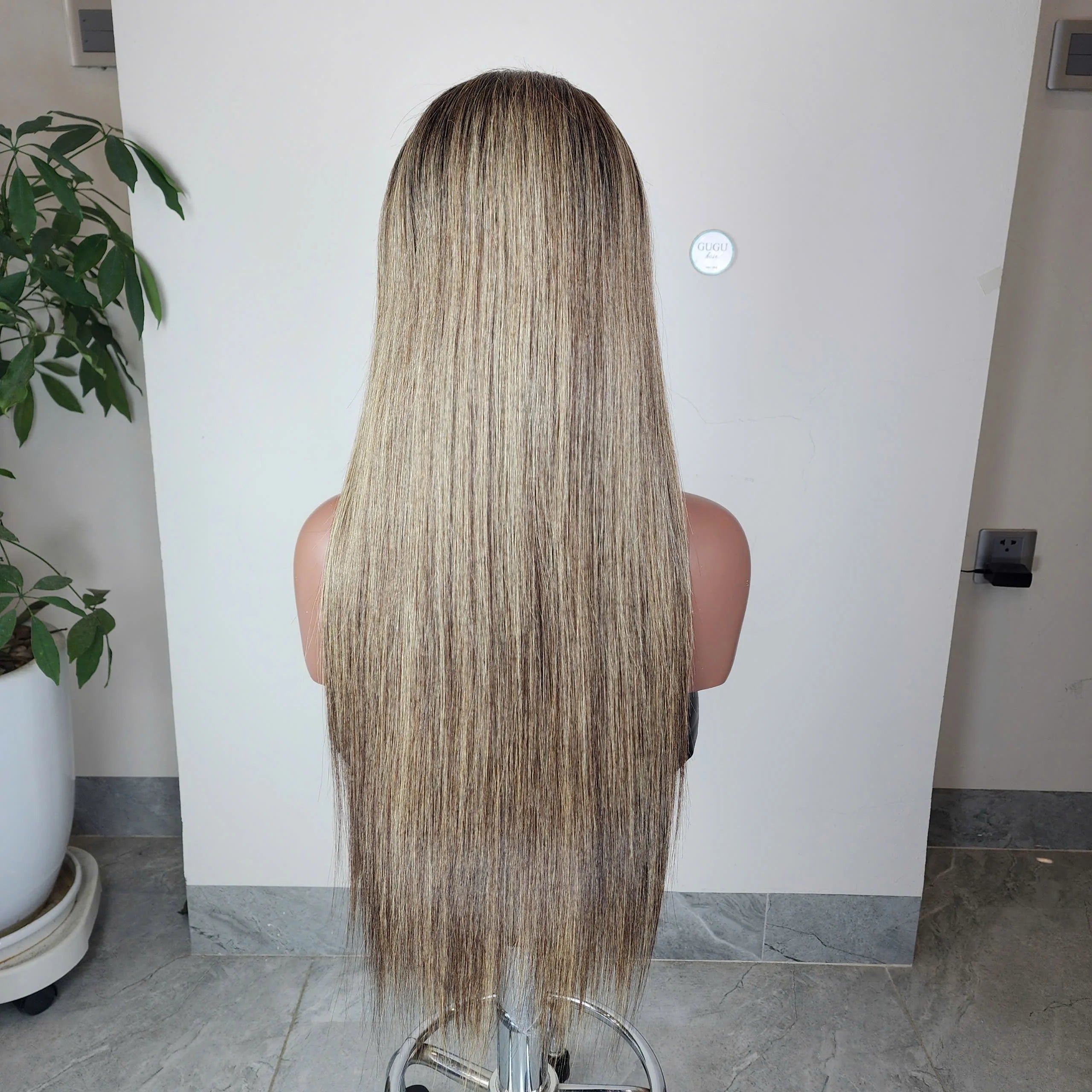 New Beautiful 26 Inches Closure 13x4 Silky Bone Straight 180 Density Vietnamese Human Hair Wig 100% Highlightblonde color
