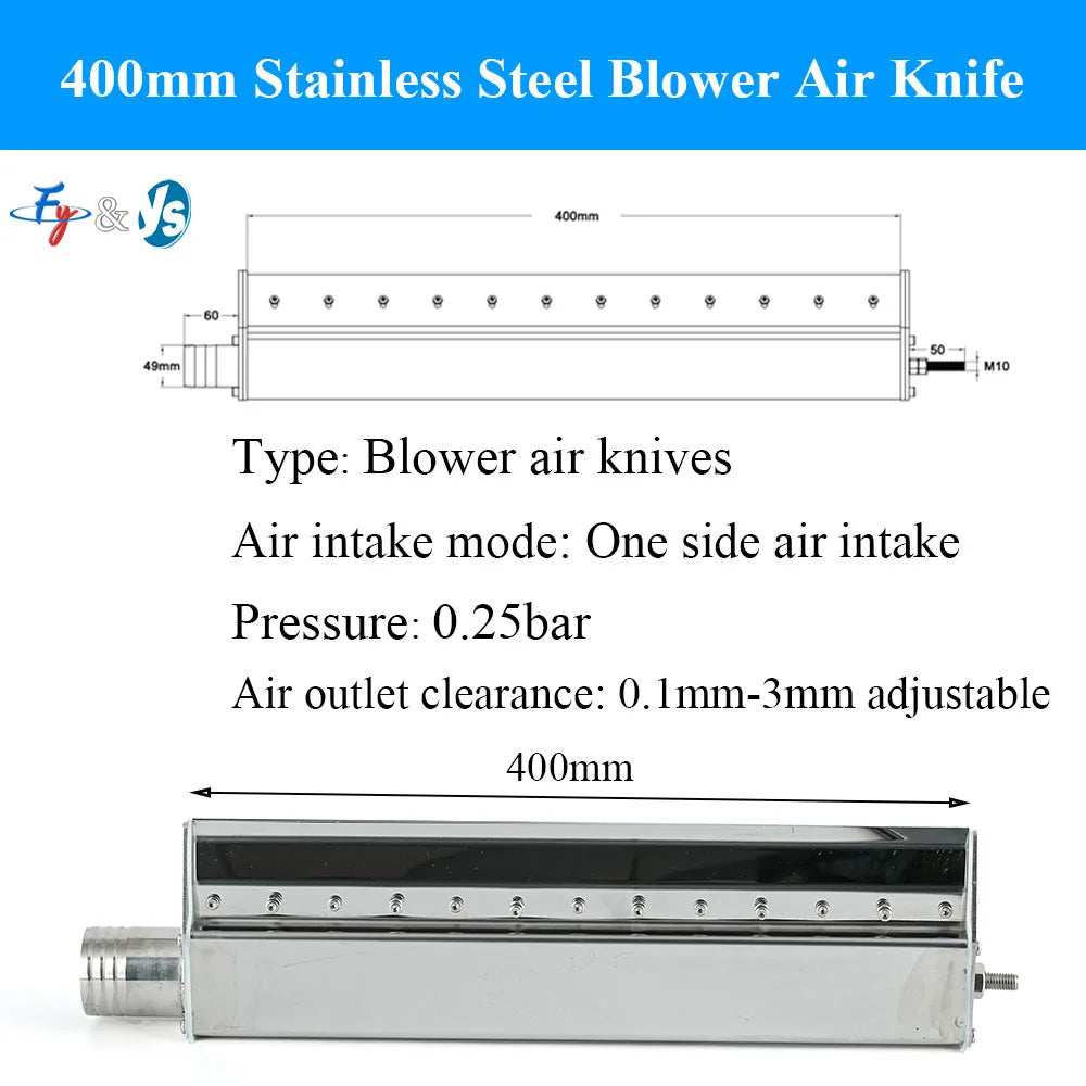YS Quality Film Drying Stainless Steel Air Knife, Blower Powered Stainless Steel Air Knife, Dirt and Debris Blow Off Air Knife