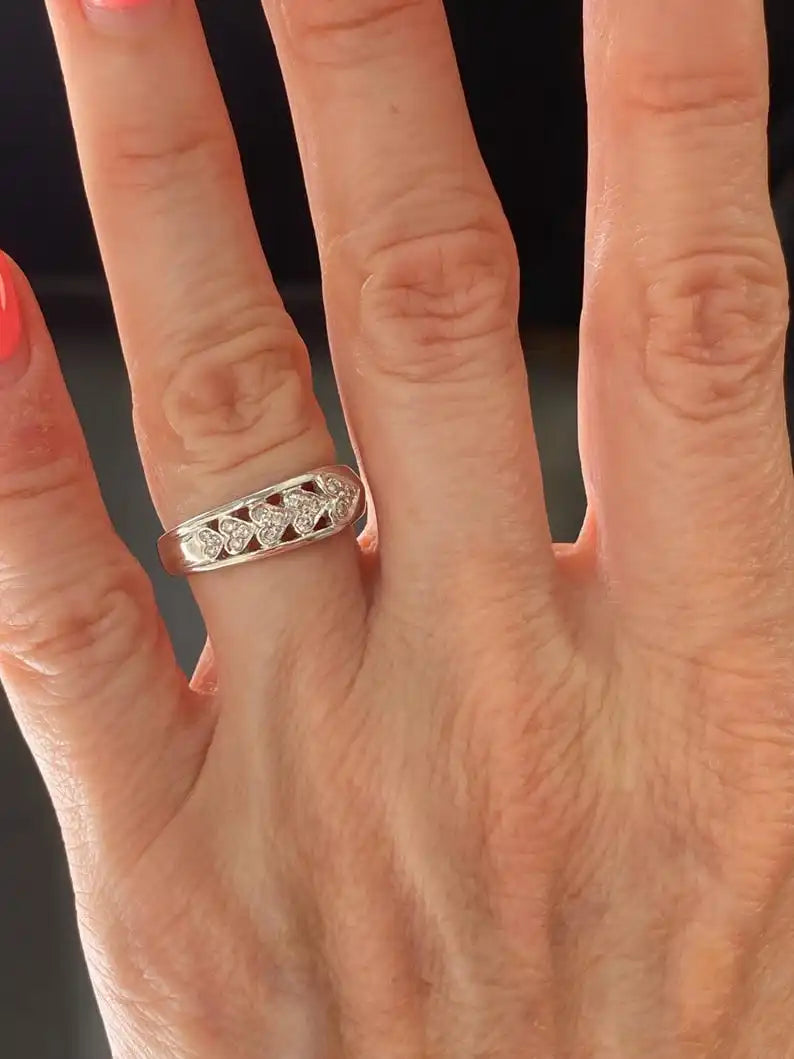 Pave Set Heart Shape Original Moissanite Engagement Ring Romantic Cut Sterling Silver Wedding Unique Fine Rings Party