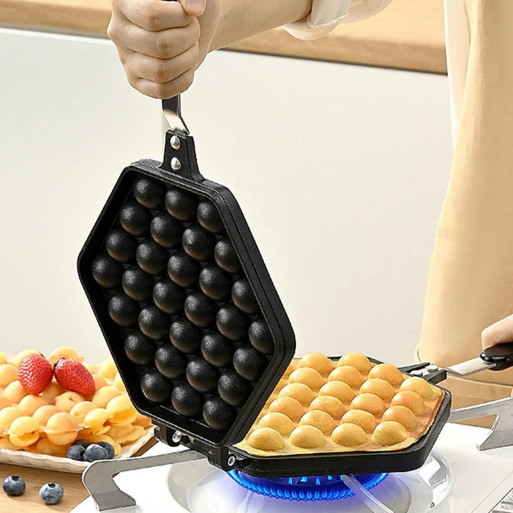 Bubble Waffle Maker Pan Double Sided Cooking Baking Tool Egg Waffle Maker for Lunch Snack Stand Commercial Cafe Breakfast