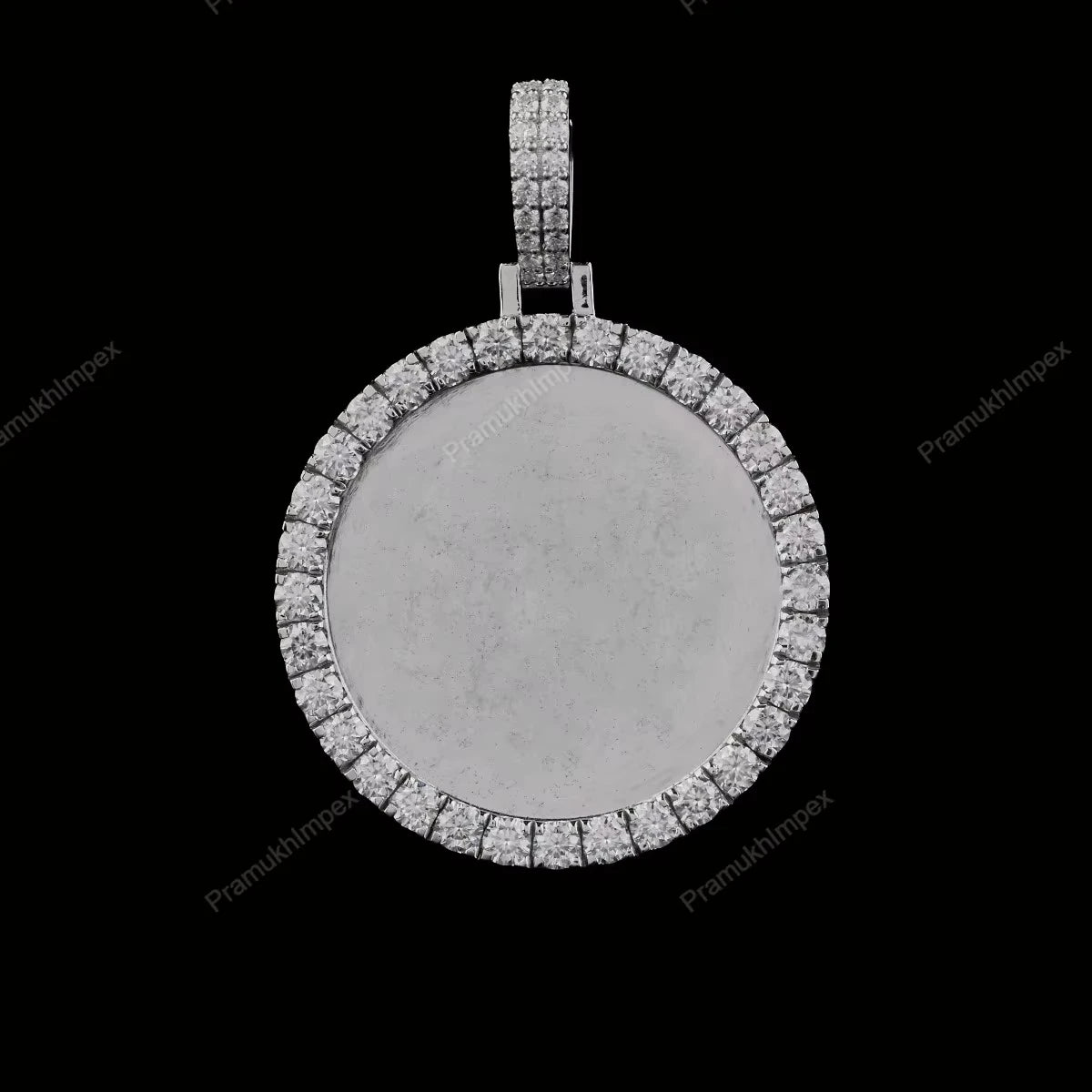 Personalized Round Shape Photo Memory Picture Pendant Free Engraving Gold Plated Moissanite Necklace for Men Women