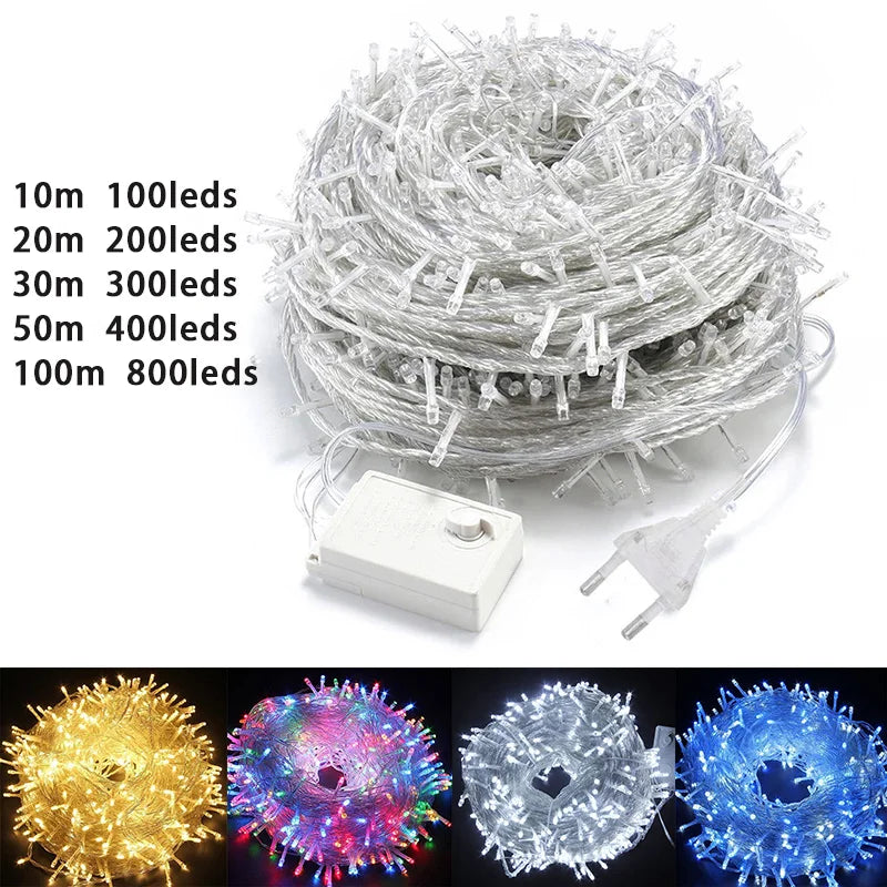Outdoor LED String Lights Garland 2M 10M Waterproof Fairy Light Festoon Lamp Wedding Party Holiday Gardening Decoration Light