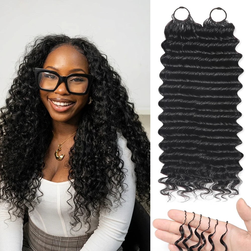 Deep Wave Feathered Human Crochet Hair For Braiding Boho Braids 100% Raw Human Hair Extensions Miracle Knots Crochet Human Hair