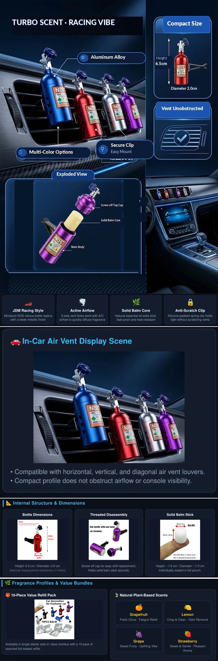 Hot Sale Air Freshener for Car NOS Perfume Travel Bottle Mini Profumo Auto Air Vent Car Accessories Interior