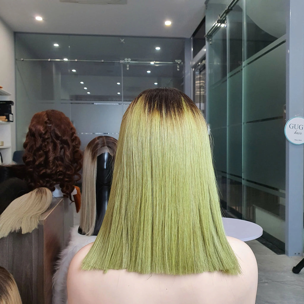 Wholesale 100% Vietnamese Dark Root Straight Short Bob Raw Virgin Human 2*6 Lace Vendors Kim Bob Closure Wigs for Black Women