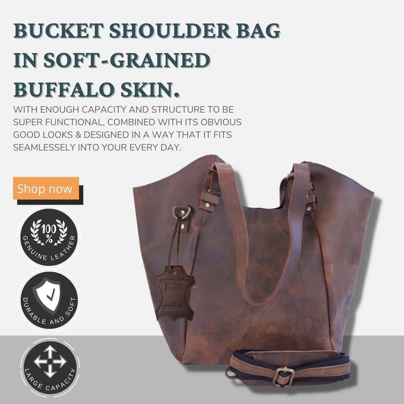 Women's Vintage Durable Lightweight Genuine Leather Tote Hobo Crossbody Shoulder Bag Two Straps Zipper Closure for Business Use