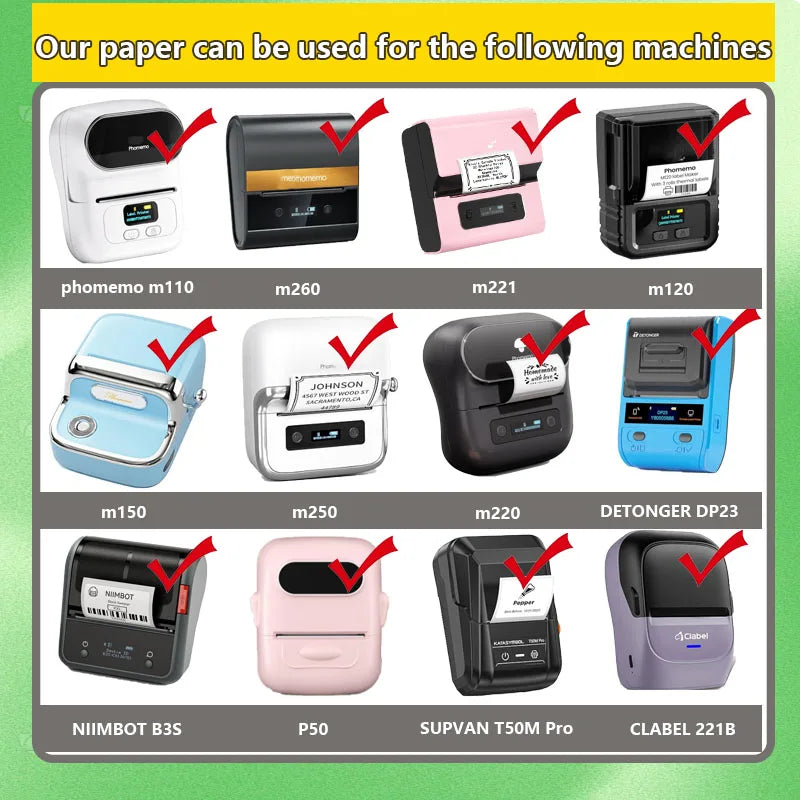 1Rolls 40x30mm White Multicolor Thermal Labels, Compatible With Phomemo M200/M210/M110/M120/M108/P50/P80 Label Printer