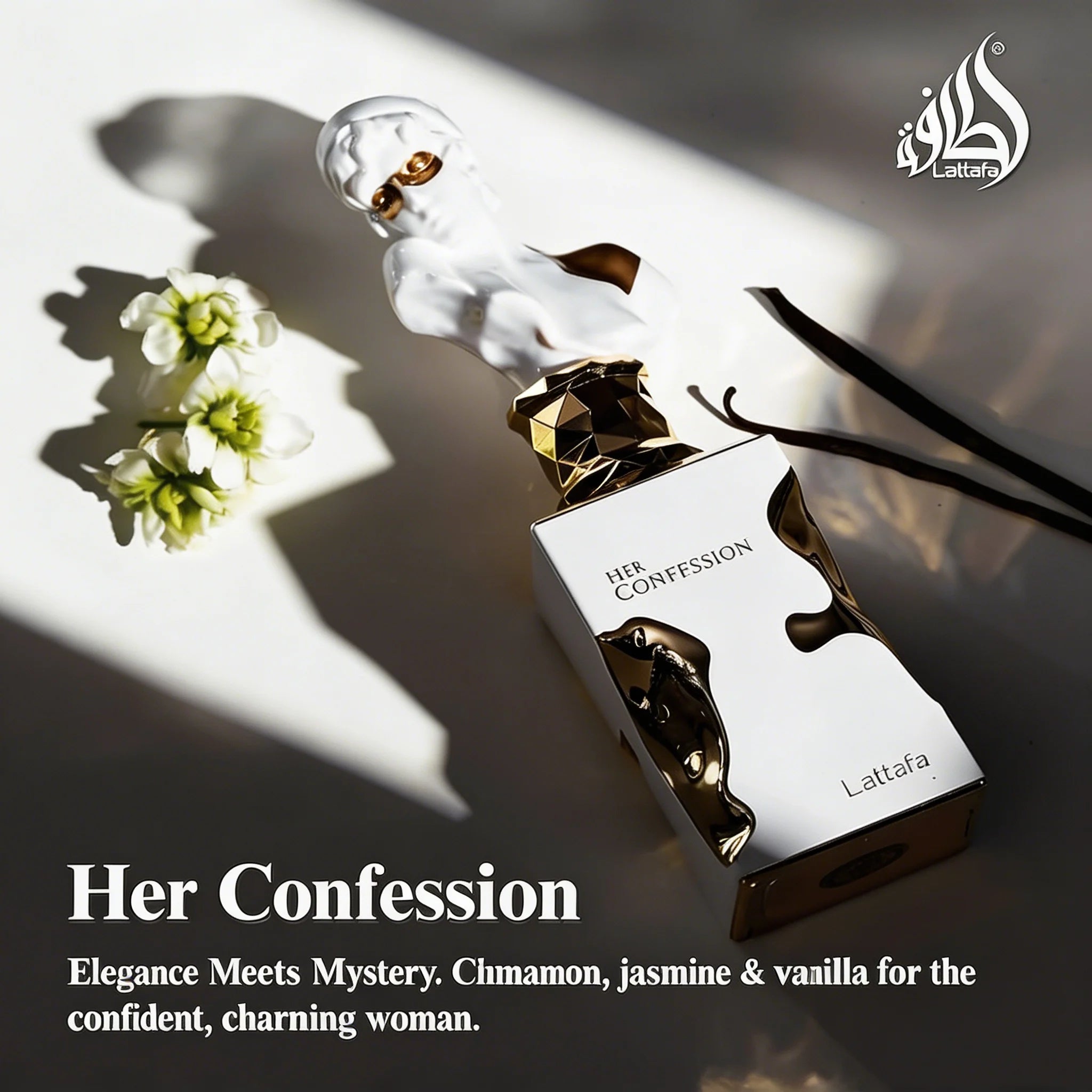 Lattafa Her Confession - Vanilla, Floral, Amber, Musk - Eau De Parfum Long-Lasting Fragrance for Women, 3.40 Ounce / 100 ml