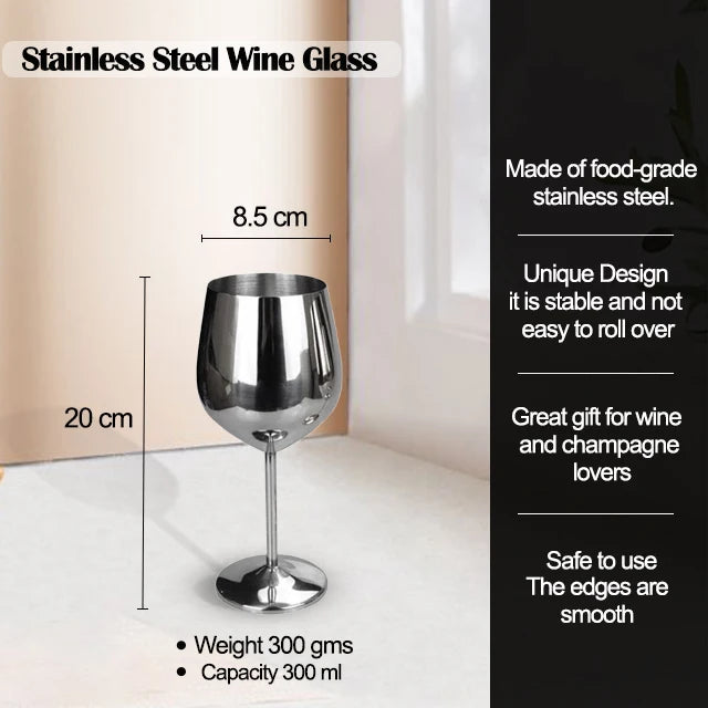 Bulk Order Vintage Style Stainless Steel Lightweight Shatterproof Wine Glass Goblet Wedding Camping for Cocktails Banquets