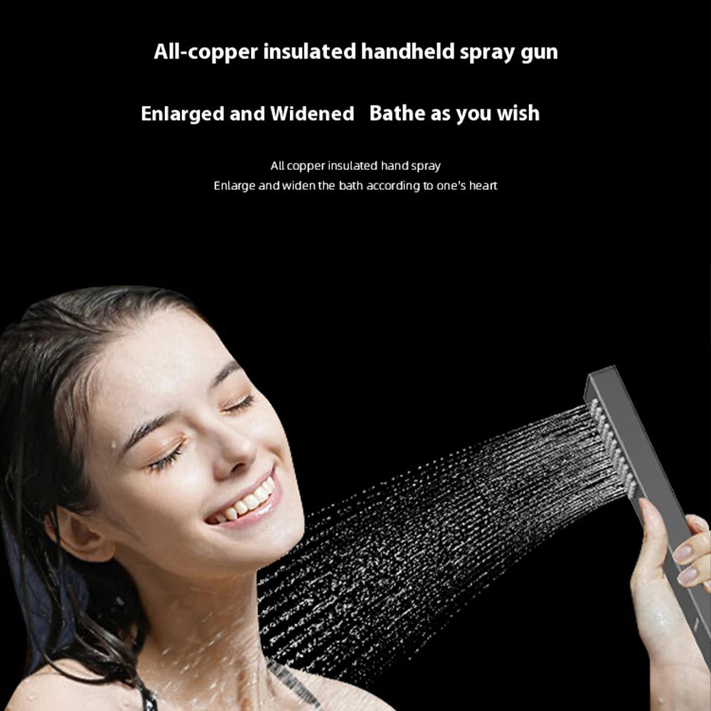 630×330mm Ceiling Thermostatic Shower System Concealed Brass Rainfall Waterfall 4 Function Digital Display Anti-Scald Bathroom S