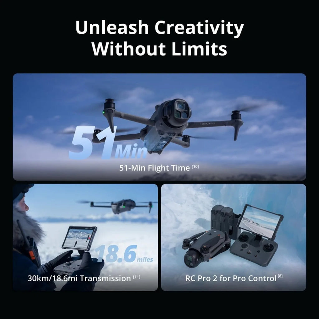 DJI Mavic 4 Pro Fly More Combo( RC 2), Flagship Tri-Camera Drone with 100MP 4/3 CMOS Hasselblad Camera, for Professionals, 30km/18.6mi Video Transmission, 51-Min Max Flight Time