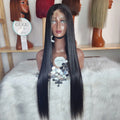 32inch 100% Virgin Vietnamese Natural Color Bone Straight Human Hair Wigs Double Drawn Long Length Small Transparent Lace Front