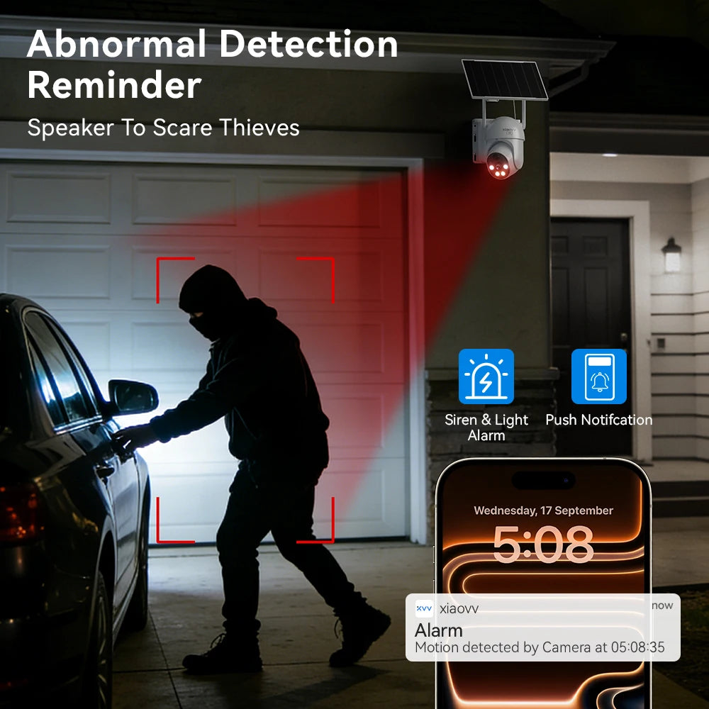 6MP Solar Camera Wifi Surveillance Security Cameras Home Protection Battery Cameras IP65 Waterproof  PIR Detect Two Way