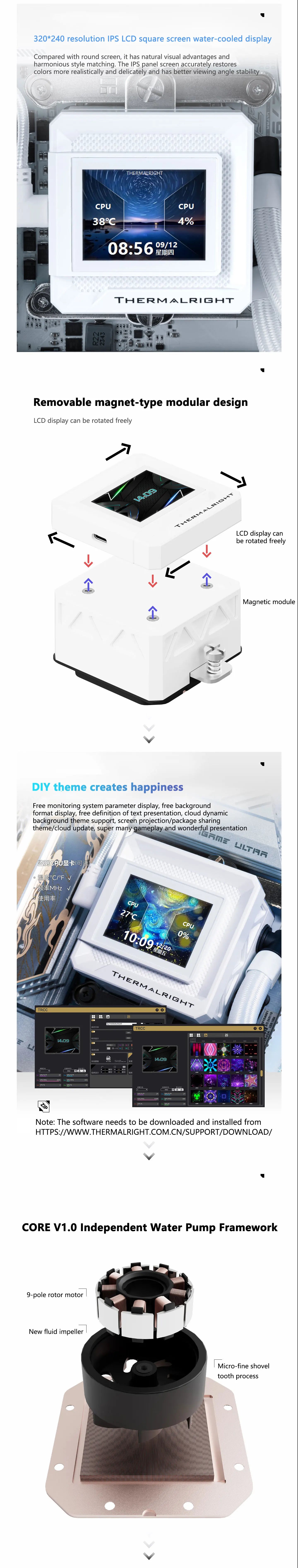 Thermalright FW 240 SE ARGB All-in-one water cooling radiator/2-inch magnetic LCD screen/Support LGA1851/1700/115X/1200/AM5/AM4