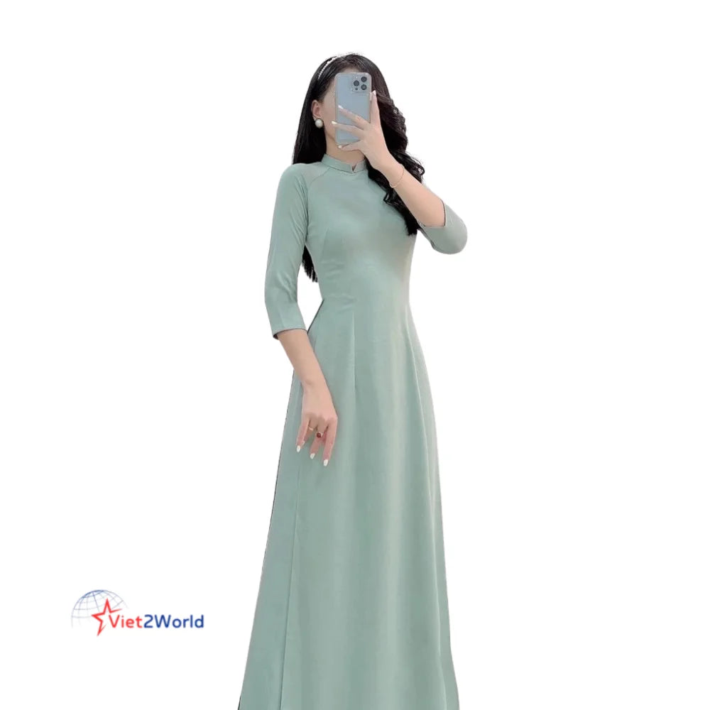 Vietnam Women's Customizable Vintage Leopard Print Woven Modal Asymmetrical Anti-Wrinkle Dry Cleaning Ao Dai Dresses Anti-Static