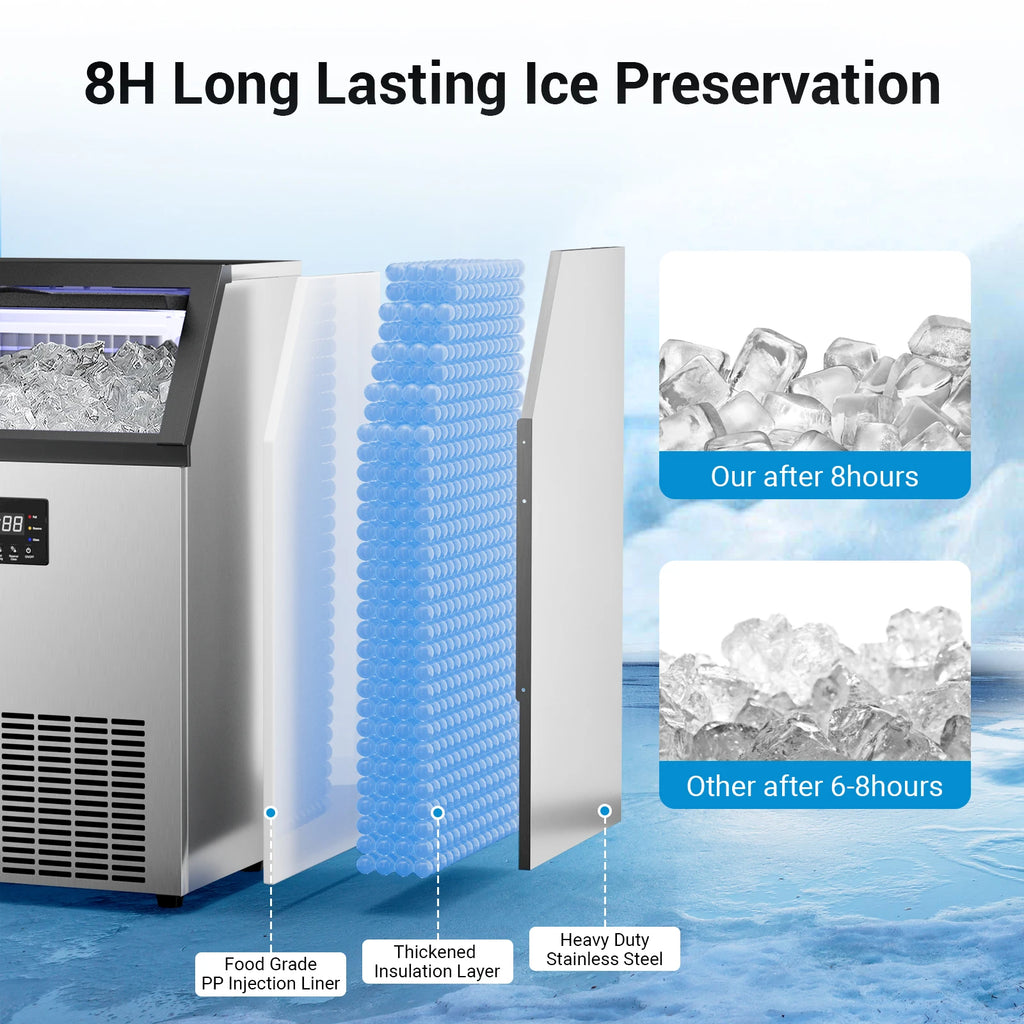 ETL Certified Commercial Ice Maker Machine 160LBS/24H, 45LBS Capacity Freestanding & Under Counter Ice Maker, Clear Ice Cubes