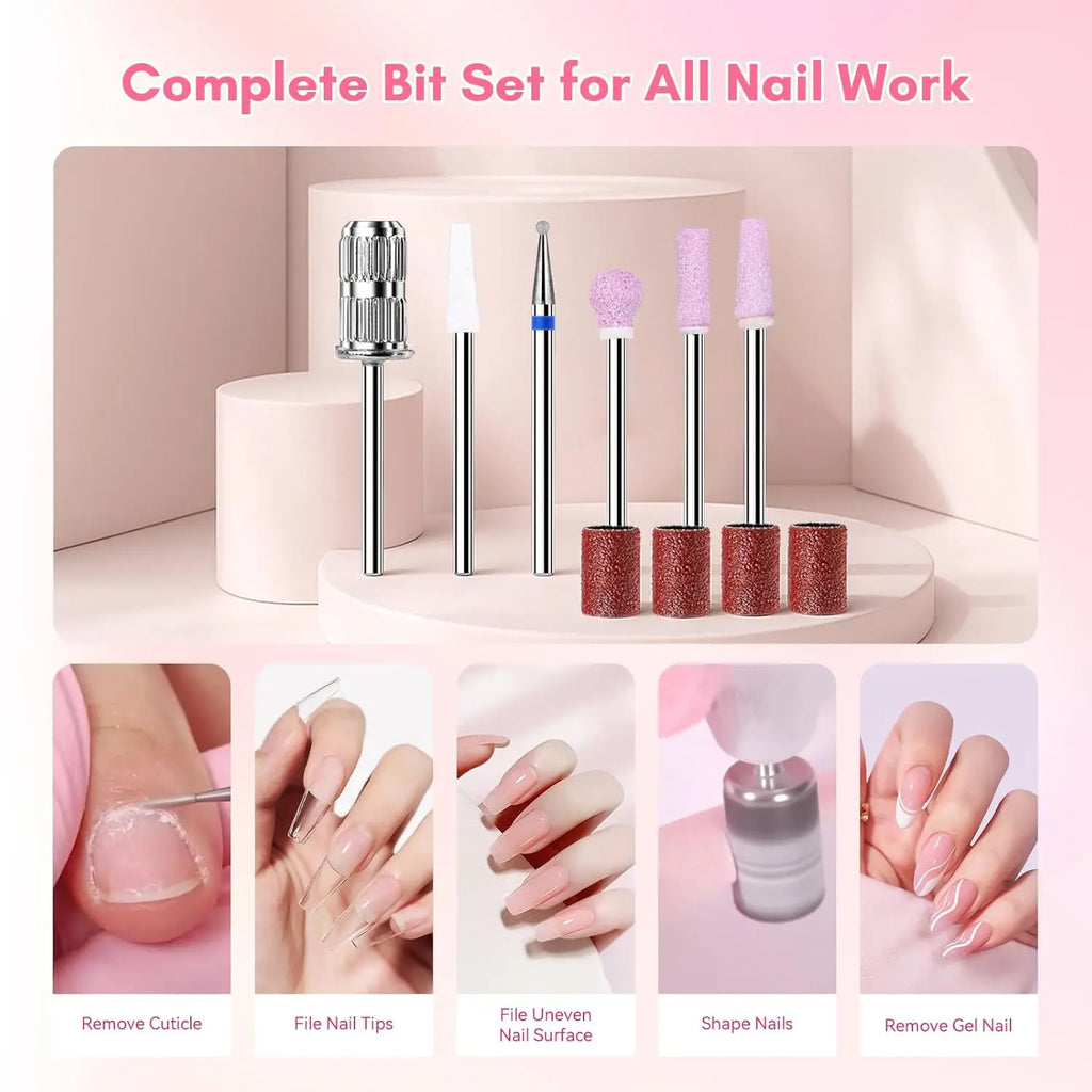 Professional Nail Drill, Nouvella 35000RPM Electric Nail Filer Machine with Coreless Motor Rechargeable Efile for Nails Gel
