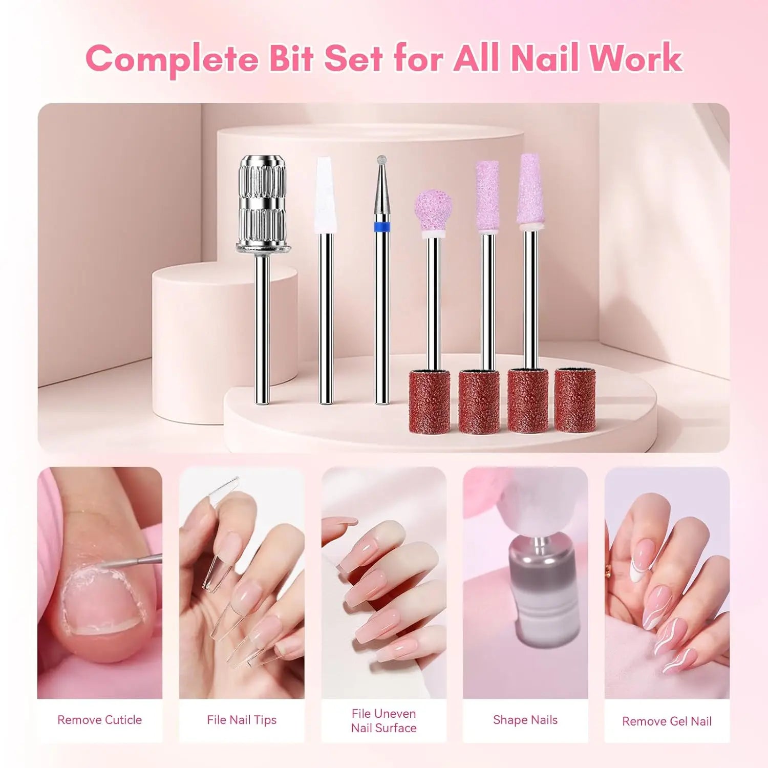 Professional Nail Drill, Nouvella 35000RPM Electric Nail Filer Machine with Coreless Motor Rechargeable Efile for Nails Gel