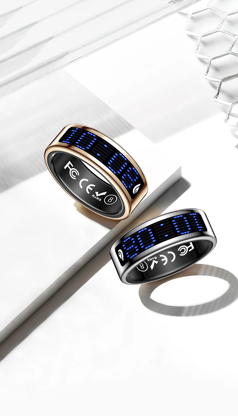 Amoled Screen Smart Ring Display Time Heart Rate Monitoring Blood Preasure Waterproof New SmartRing GPS Tracker Step Counter Control take photo Rings