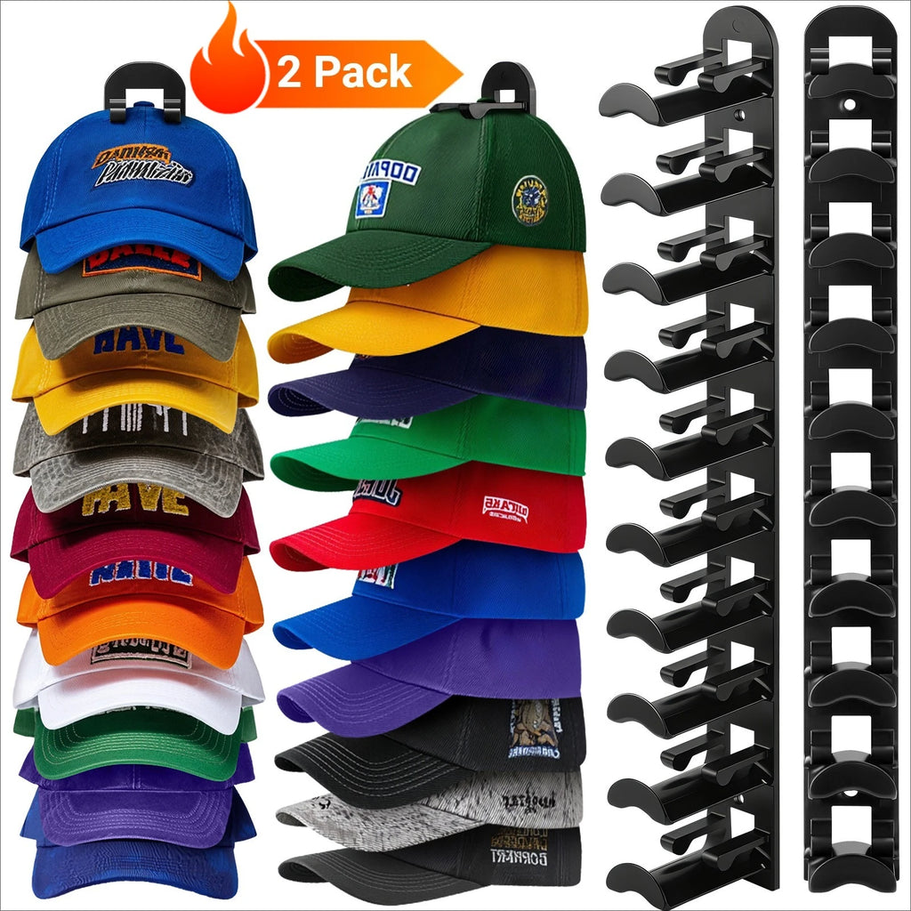 Hat Racks for Baseball Caps, Versatile Adhesive or Wall-Drilled Mounting Hat Rack for Wall, MultiLayer Hat Storage, Durable Plas
